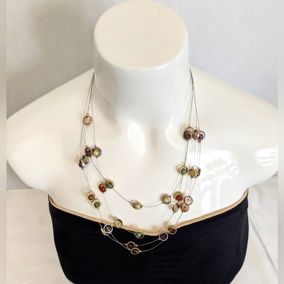 Coldwater Creek Women's Multi-strand Beaded Necklace Multicolor Adjustable - Picture 1 of 8